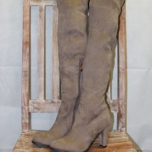 Catherine Malandrino Taupe Over the Knee Boots